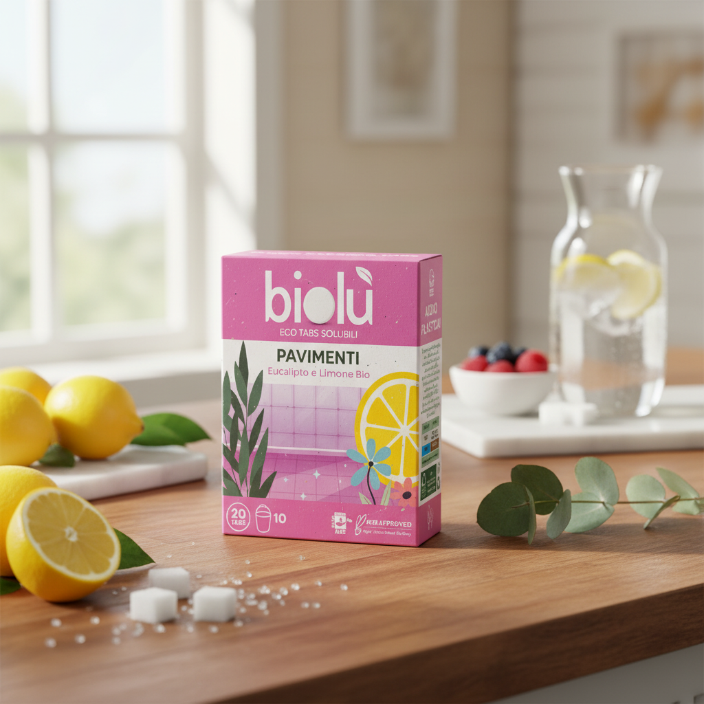 Tablete Solubile Ecologice pentru Pardoseli cu Eucalipt și Lămâie - Biolu 20 buc (Zero Plastic) 2