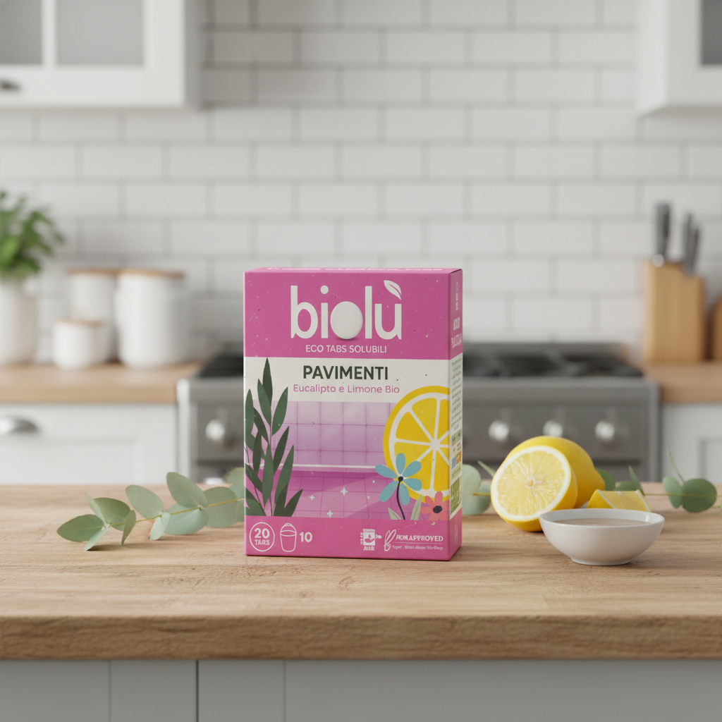 Tablete Solubile Ecologice pentru Pardoseli cu Eucalipt și Lămâie - Biolu 20 buc (Zero Plastic)