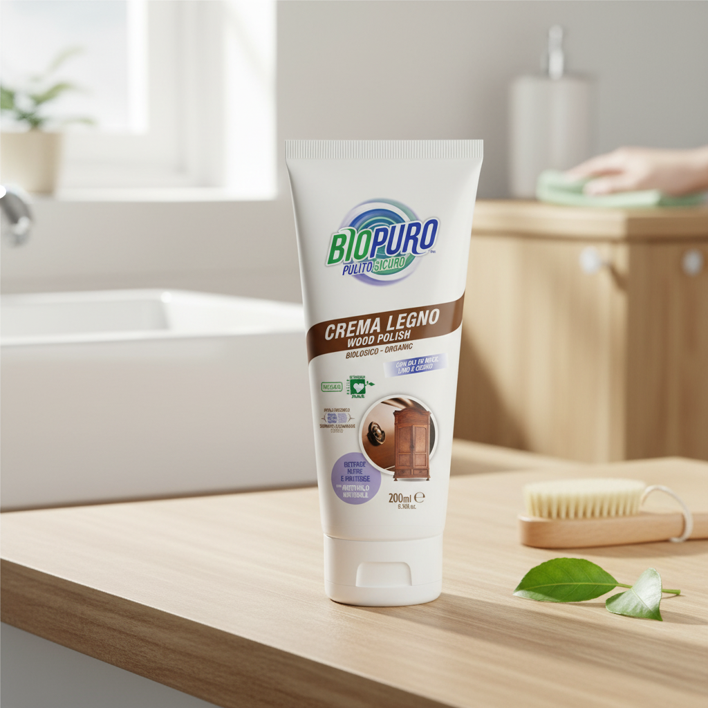 Cremă Ecologică Hipoalergenă pentru Curățarea și Întreținerea Lemnului Biopuro - 200ml - Formulă cu Ulei de Nucă și In 2