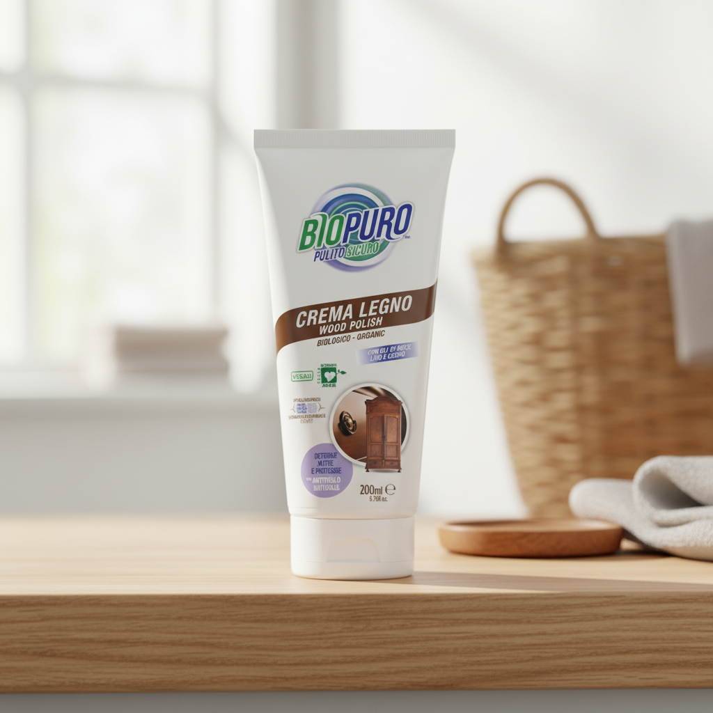 Cremă Ecologică Hipoalergenă pentru Curățarea și Întreținerea Lemnului Biopuro - 200ml - Formulă cu Ulei de Nucă și In