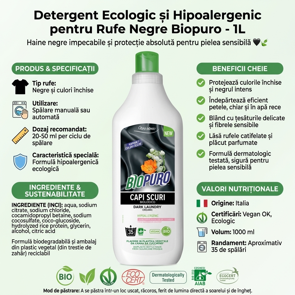 Detergent Ecologic și Hipoalergenic pentru Rufe Negre Biopuro - 1L 4