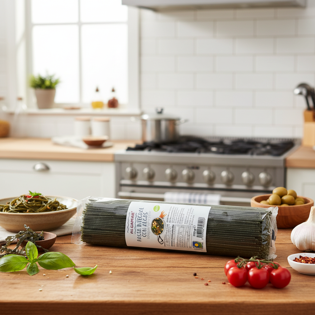 Spaghetti Integrale Bio din Grâu Dur cu Alge Marine și Spirulină Algamar 250g 2