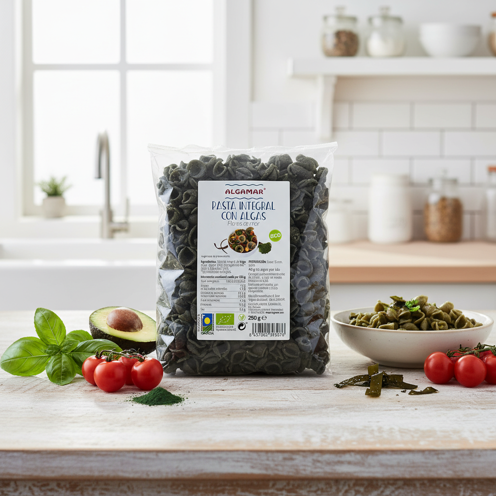Paste Integrale Bio din Grâu Dur cu Alge Marine și Spirulină - Algamar 250g 2
