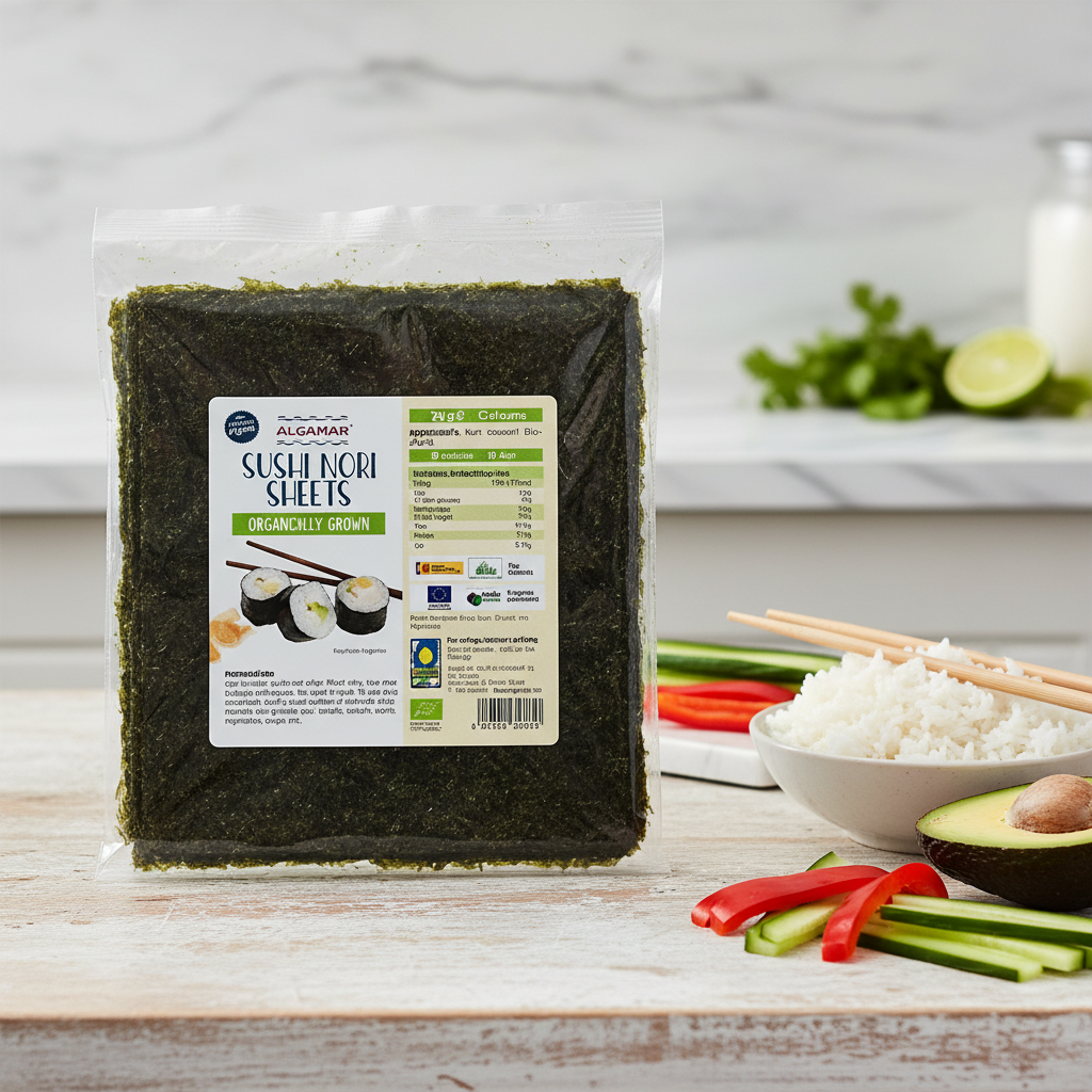 Alge Nori pentru Sushi Bio Algamar – 10 Folii Ecologice, Sălbatice, Bogate în Nutrienți pentru Creații Culinare Autentice 2