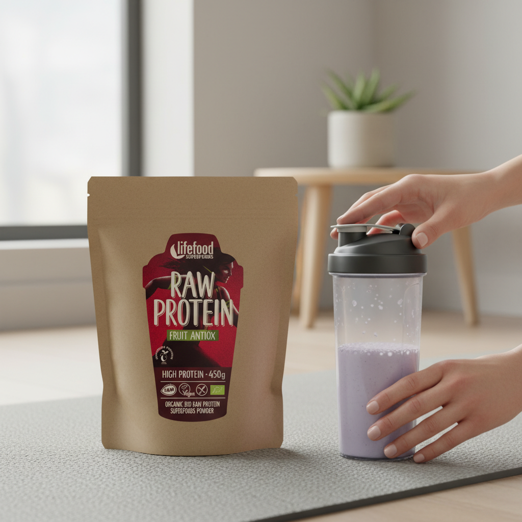 Pudră Proteică Raw Vegană Fruit Antiox Bio cu Superalimente - Lifefood 450g 2