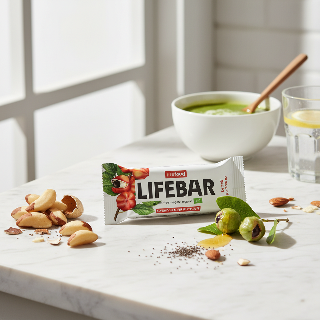 Baton Energizant Bio Lifebar cu Nuci Braziliene și Guarana – Raw Vegan, Fără Gluten 40g 2
