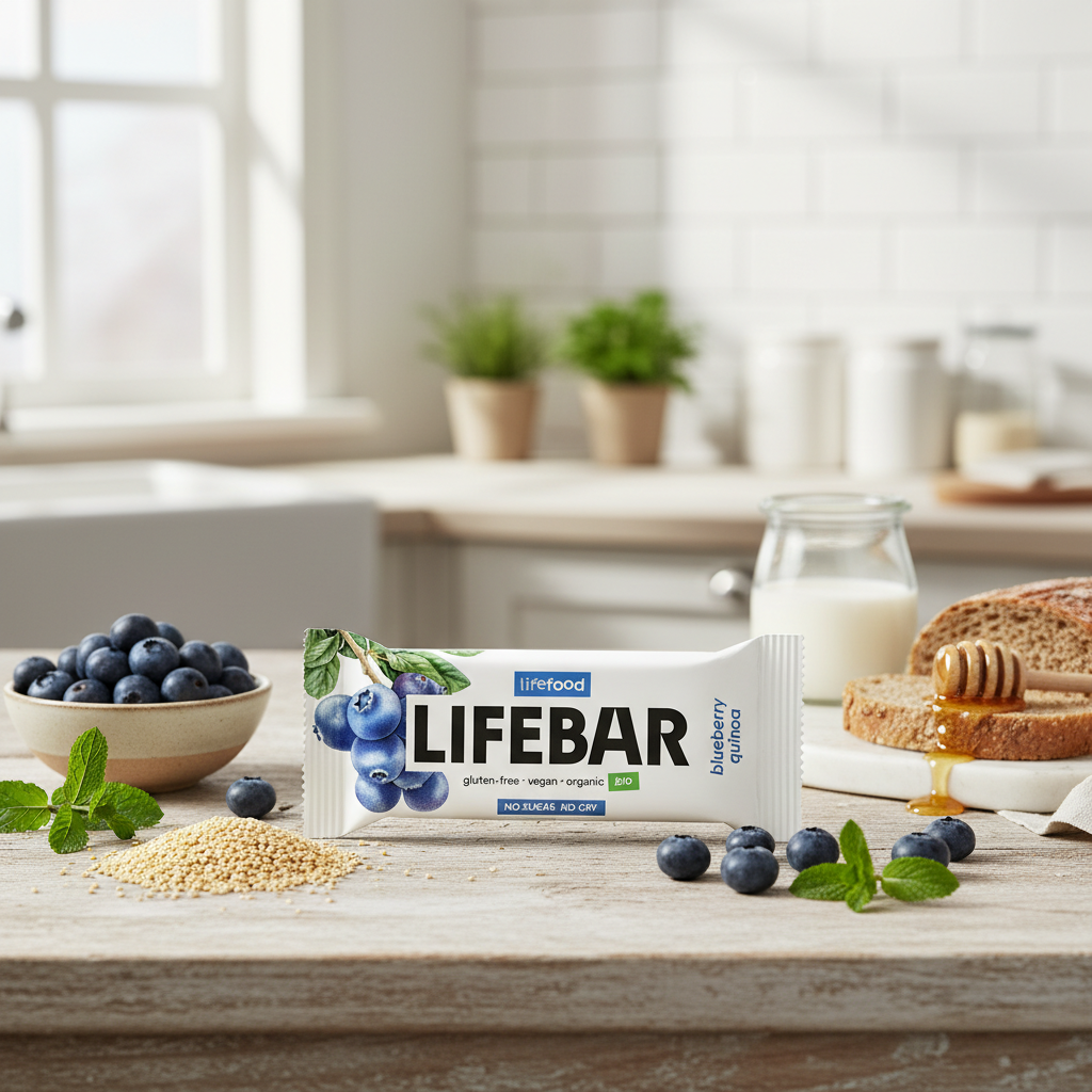 Baton Raw Bio cu Afine și Quinoa Germinată Lifebar 40g - Gustare Vegană Fără Gluten 2