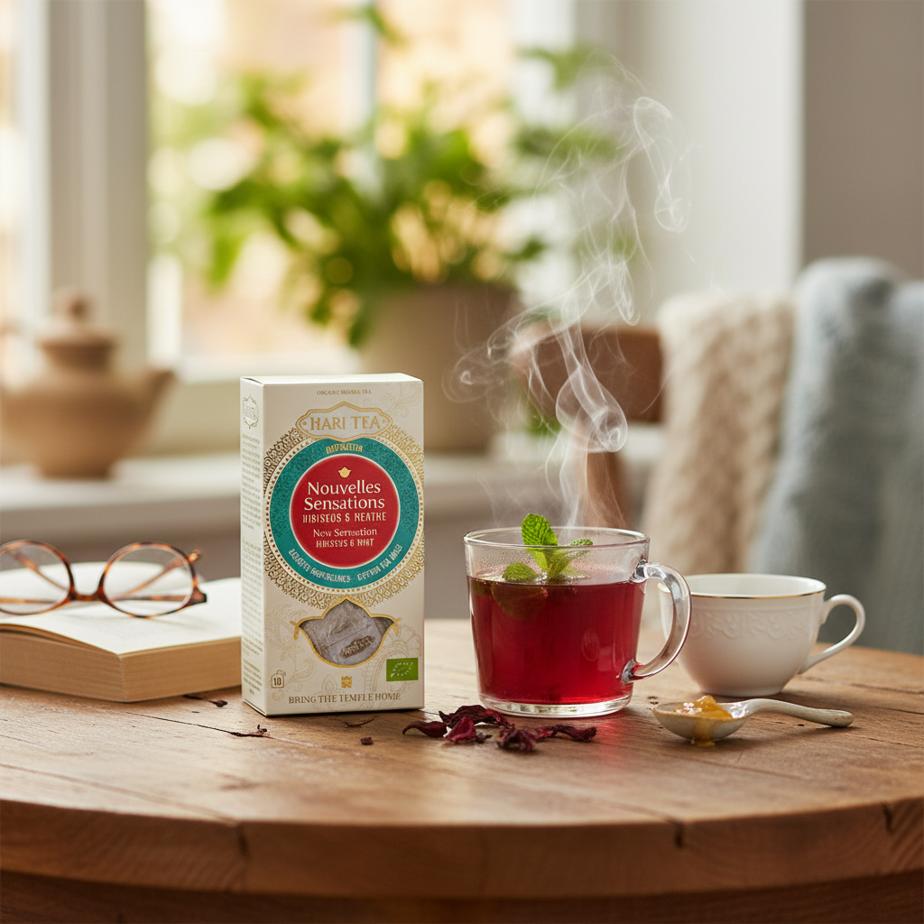 Ceai Bio New Sensation Hari Tea - Infuzie Revigorantă de Hibiscus și Mentă (10 Săculețe Bumbac) 2