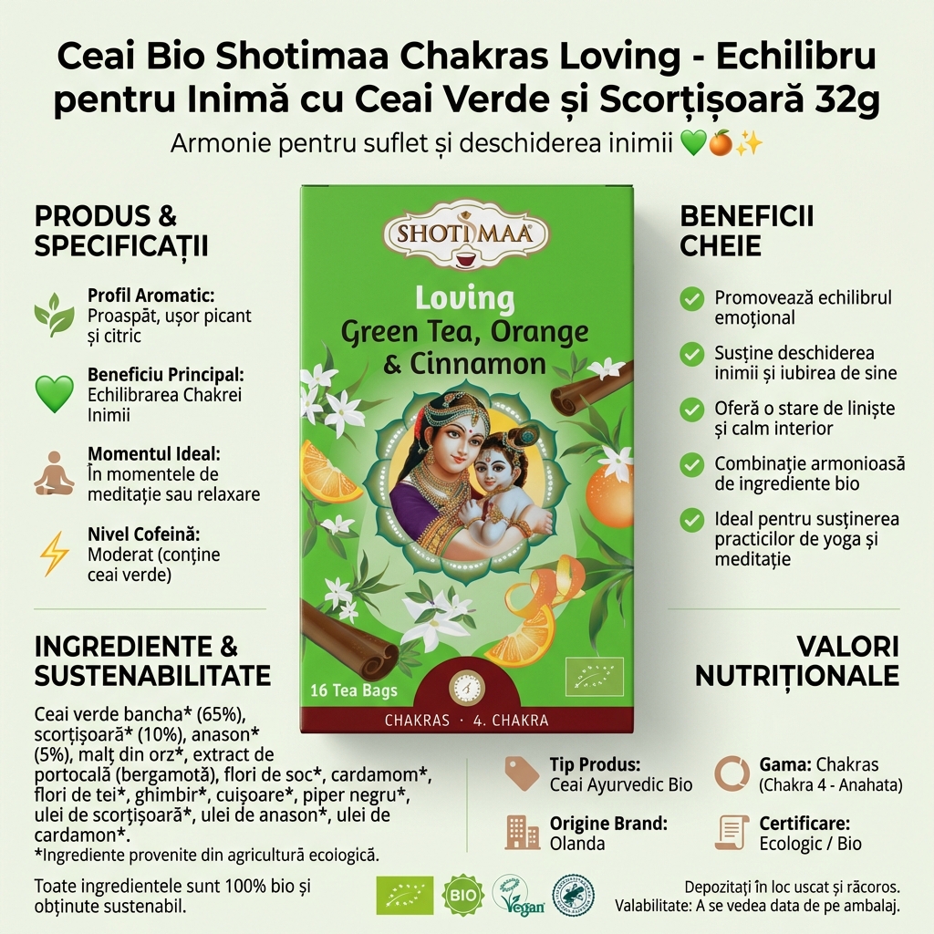 Ceai Bio Shotimaa Chakras Loving - Echilibru pentru Inimă cu Ceai Verde și Scorțișoară 32g 4