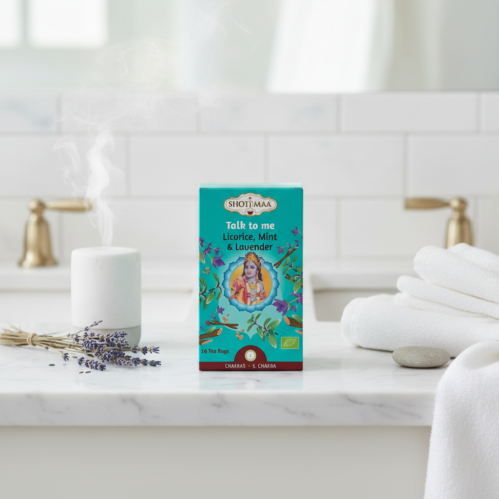 Ceai Ayurvedic Bio Shotimaa „Talk to Me” - Echilibru pentru Chakra 5 cu Mentă, Lemn Dulce și Lavandă 2