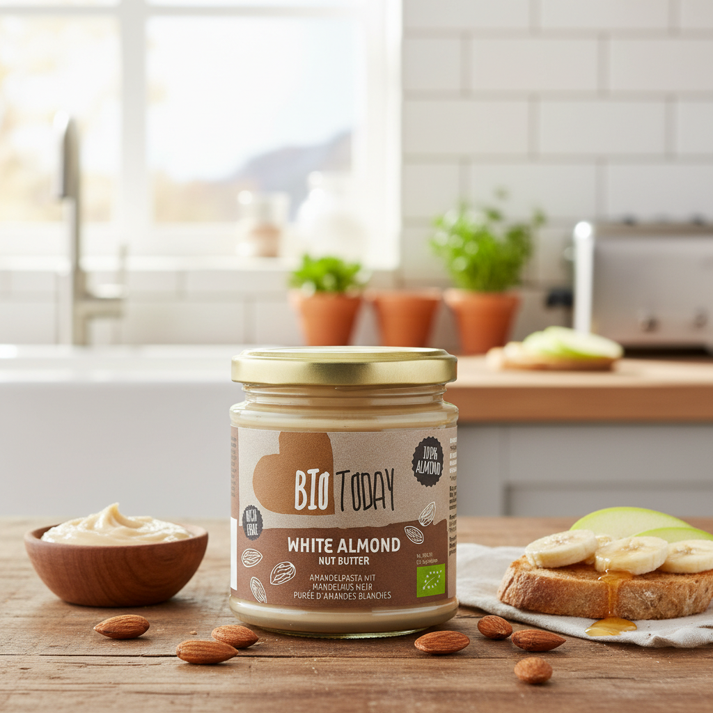 Cremă de Migdale Albe Bio - Textură Fină și Gust Delicat - Bio Today 170g 2