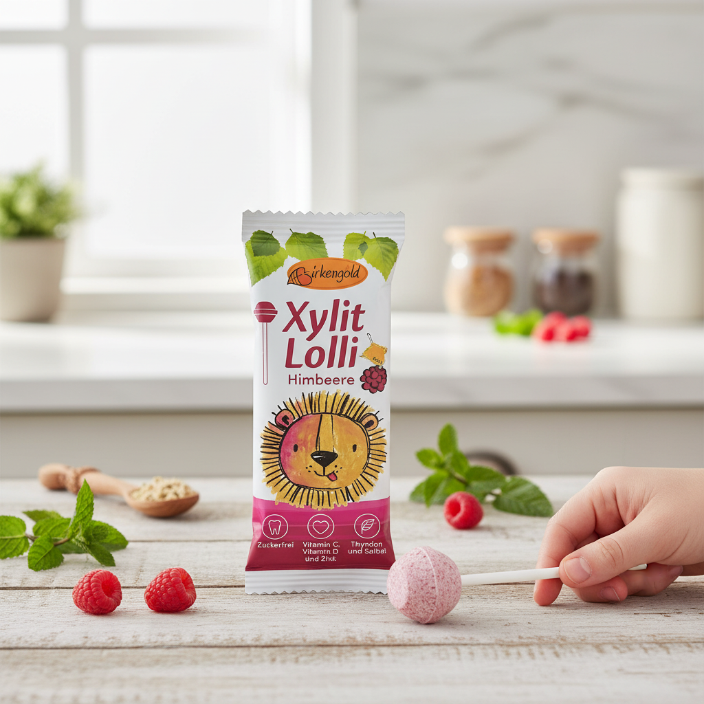 Acadea cu Zmeură Îndulcită cu Xilitol și Vitamine, Fără Zahăr - Birkengold 6g