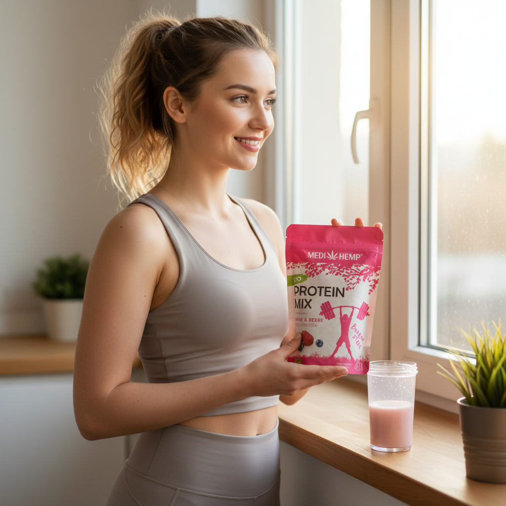 Mix Proteic Bio cu Cânepă, Zmeură și Afine - 30% Proteine Vegane - Medihemp 200g 3