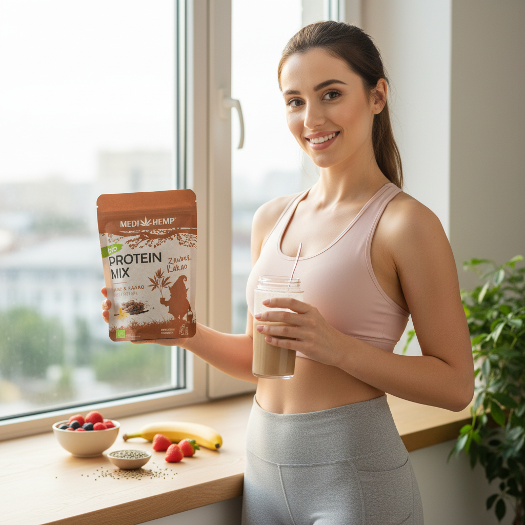 Mix Proteic Bio din Cânepă și Cacao cu Vanilie Bourbon - 40% Proteine Medihemp 200g 3