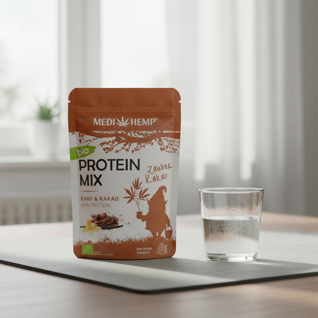 Mix Proteic Bio din Cânepă și Cacao cu Vanilie Bourbon - 40% Proteine Medihemp 200g