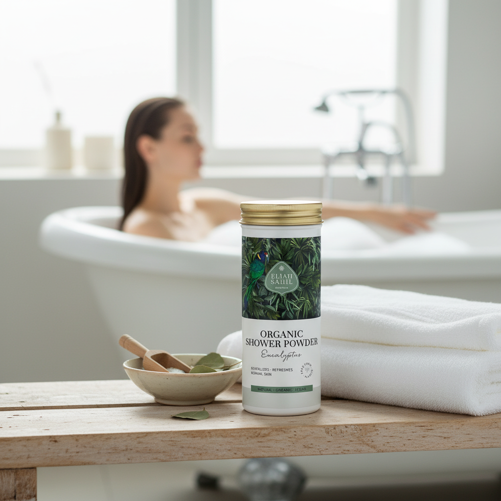 Gel de Duș Pudră Organic cu Eucalipt Eliah Sahil 90g - Revigorant & Zero Waste