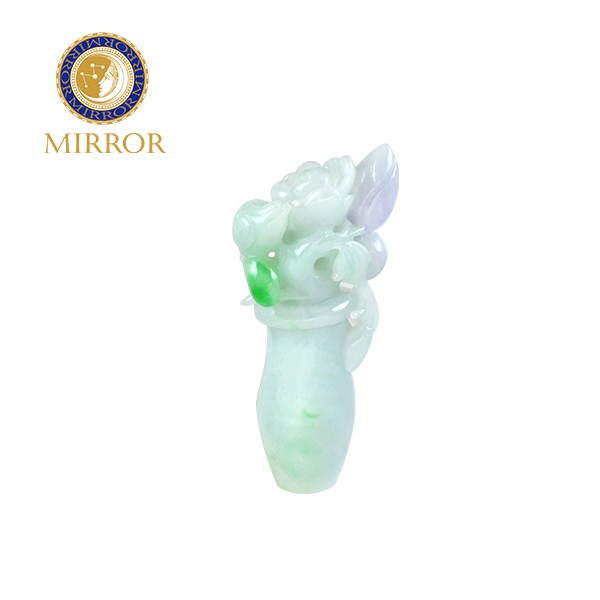 春彩花籃翡翠擺件