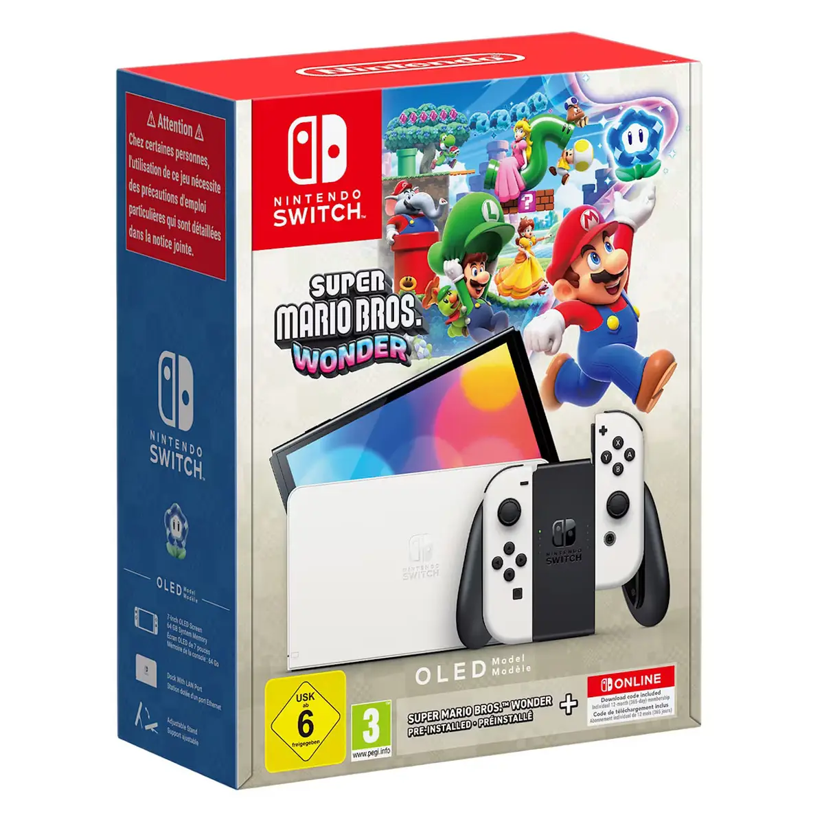Nintendo Switch OLED-Modell (Wei) + Super Mario Bros. Wonder + Nintendo Switch Online (12 Monate Einzelmitgliedschaft) - Figura de anime coleccionable - Foto principal