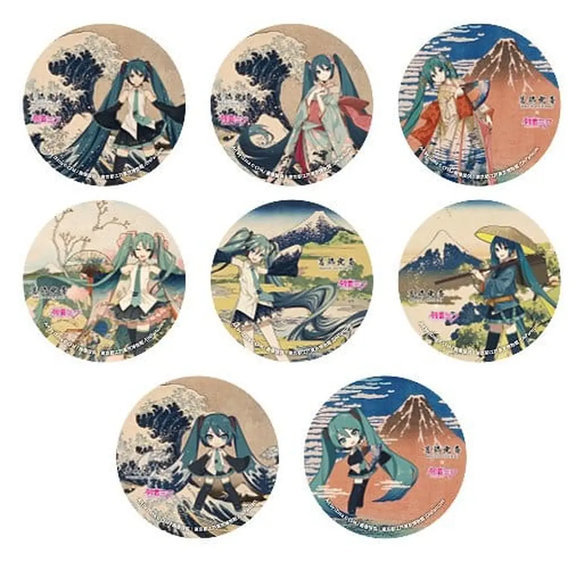 Character Vocal Series - Katsushika Hokusai Hatsune Miku - Button - Set - Imagen 1