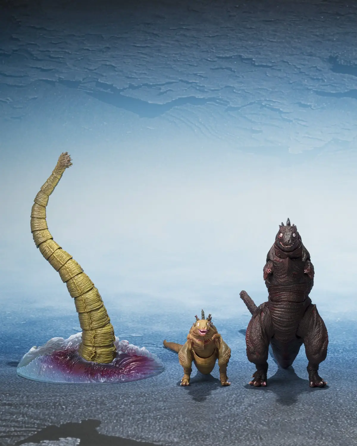 Godzilla - S.H.MonsterArts - Godzilla (Second Form), Godzilla (Thrid Form) & Giant Unidentified Creature (Set) - Imagen 1