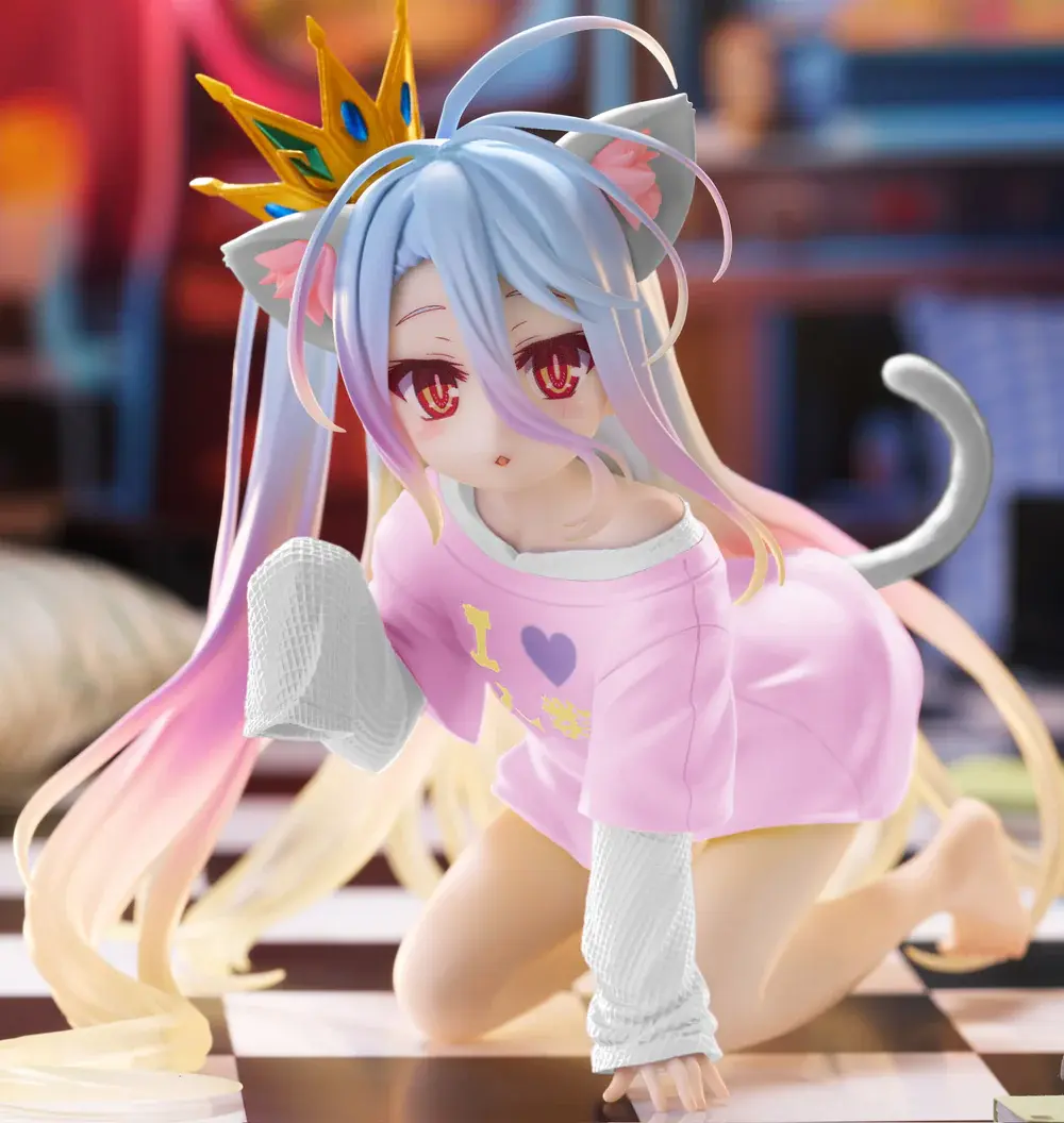 No Game No Life Desktop Cute Figure - Shiro Cat Ear Shirt Ver. - Imagen 1