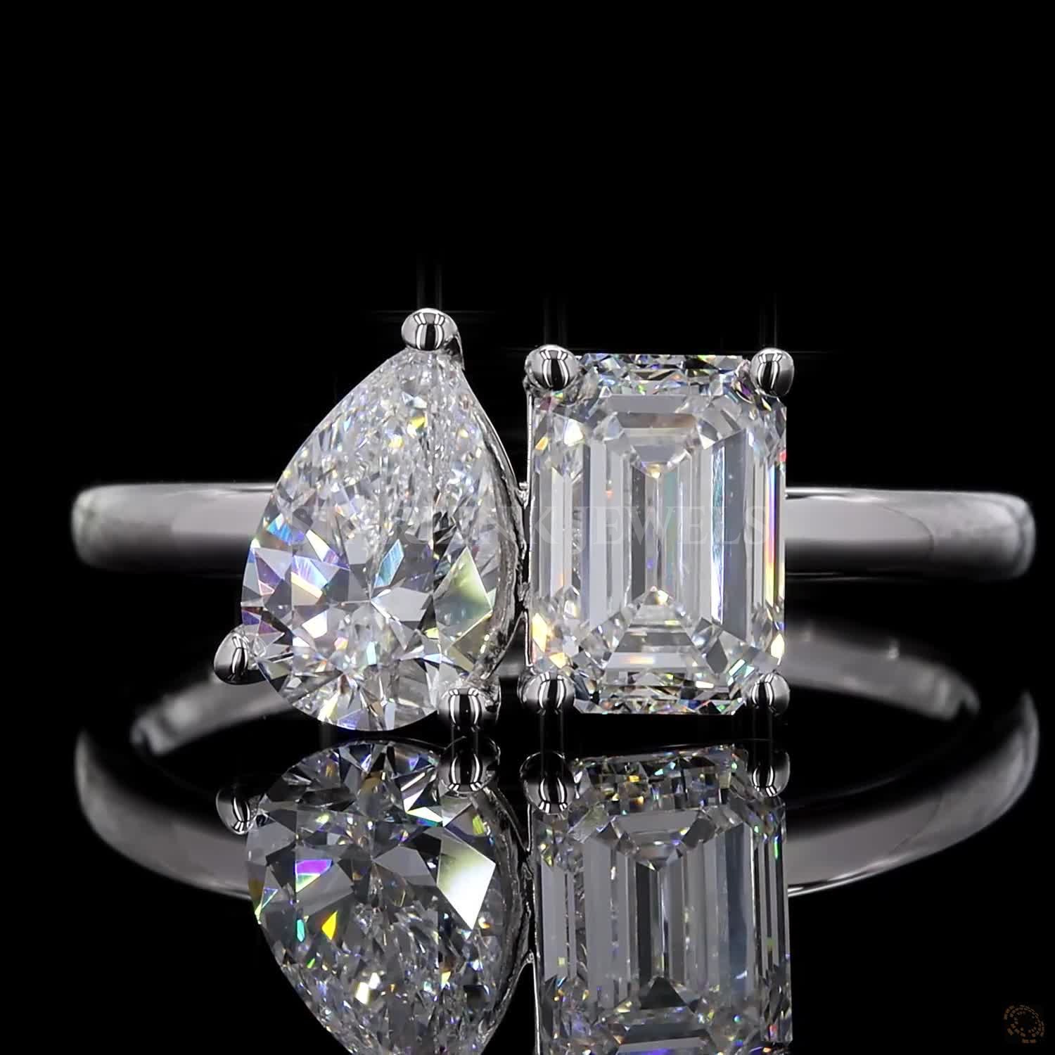 Pear & Emerald Duo Open Diamond Ring – view 4