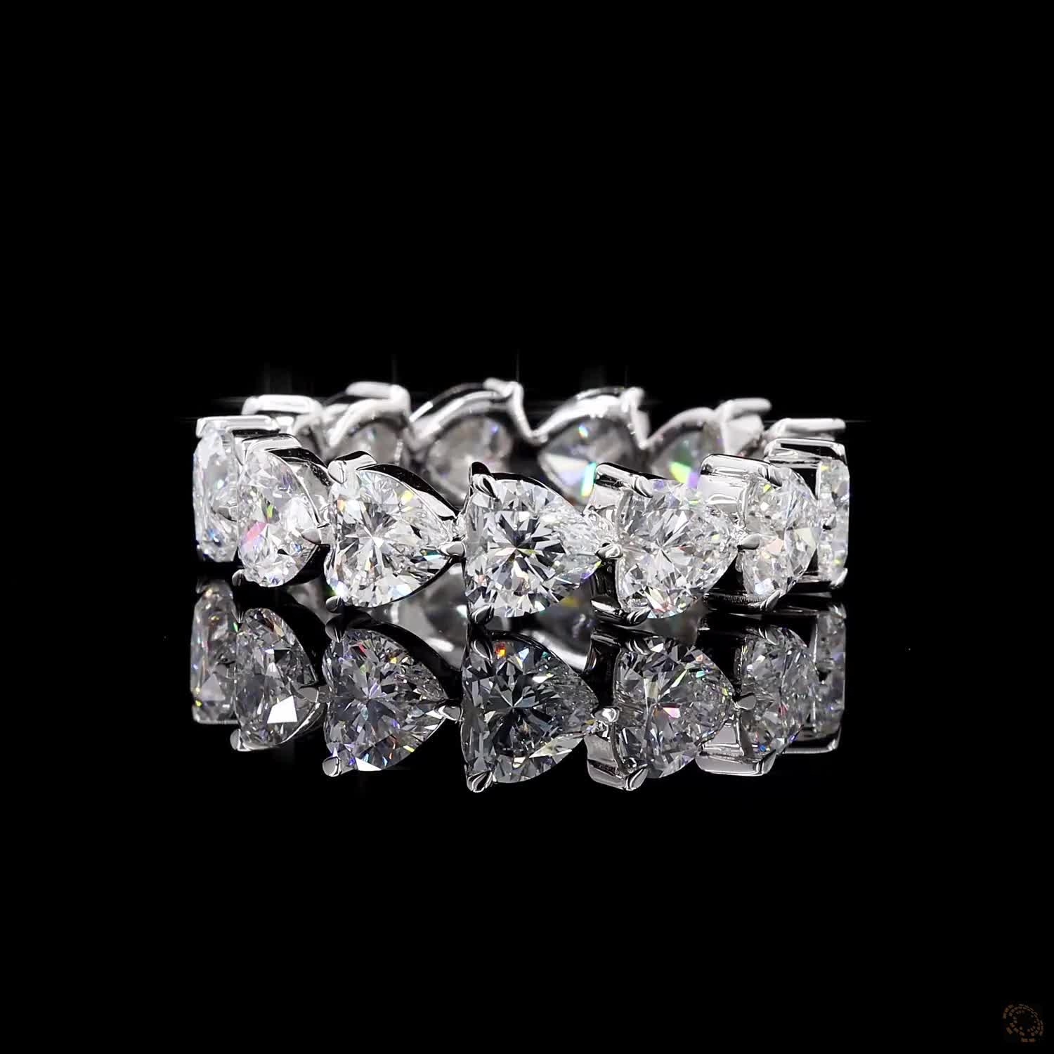 Heart Shape Diamond Full Eternity Ring – view 3