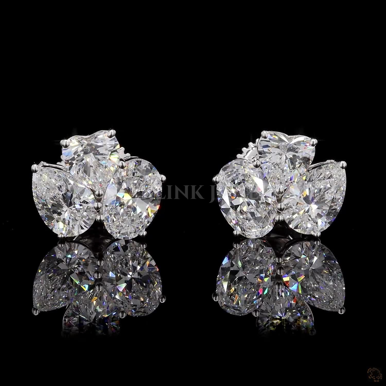 Blossom Three Stone Diamond Earrings – view 3