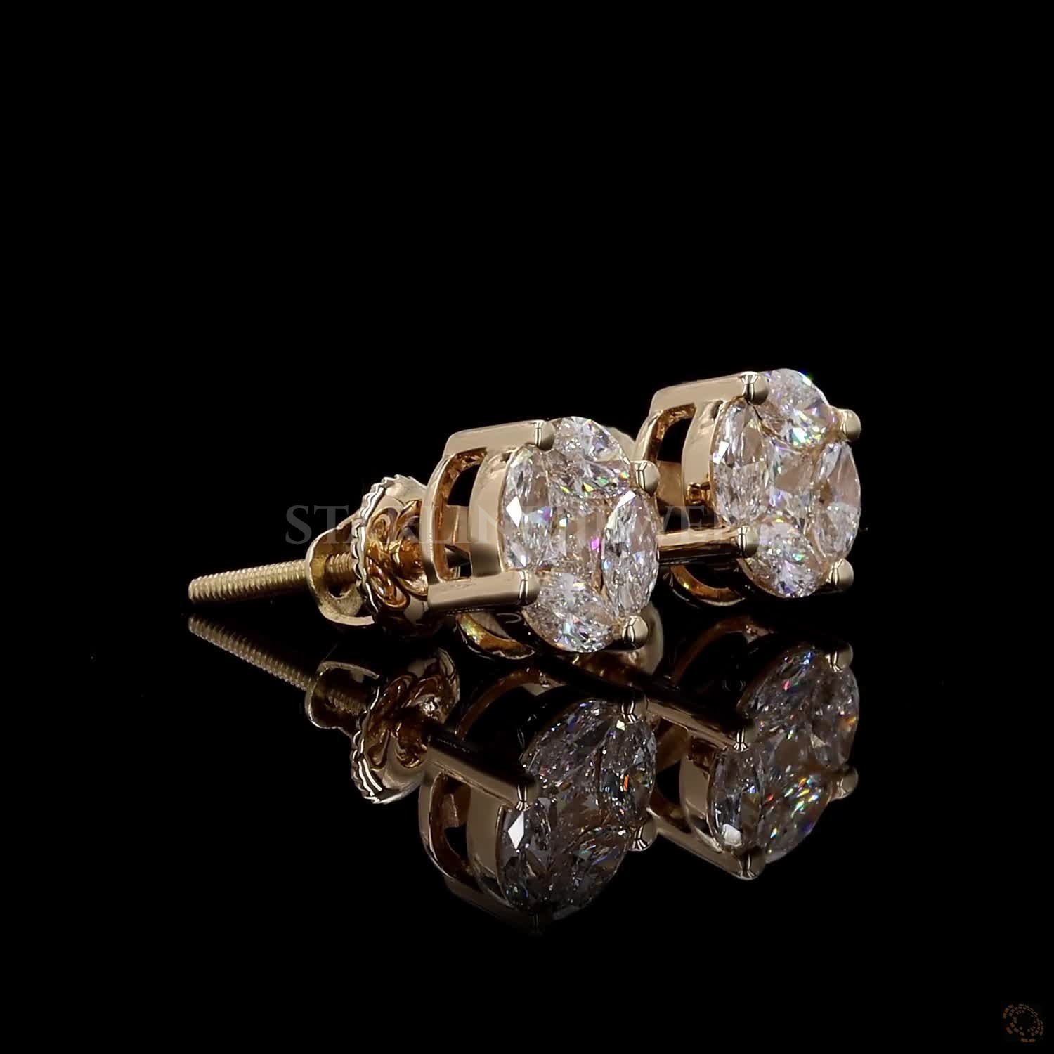 Illusion Set Diamond Stud Earrings – view 4