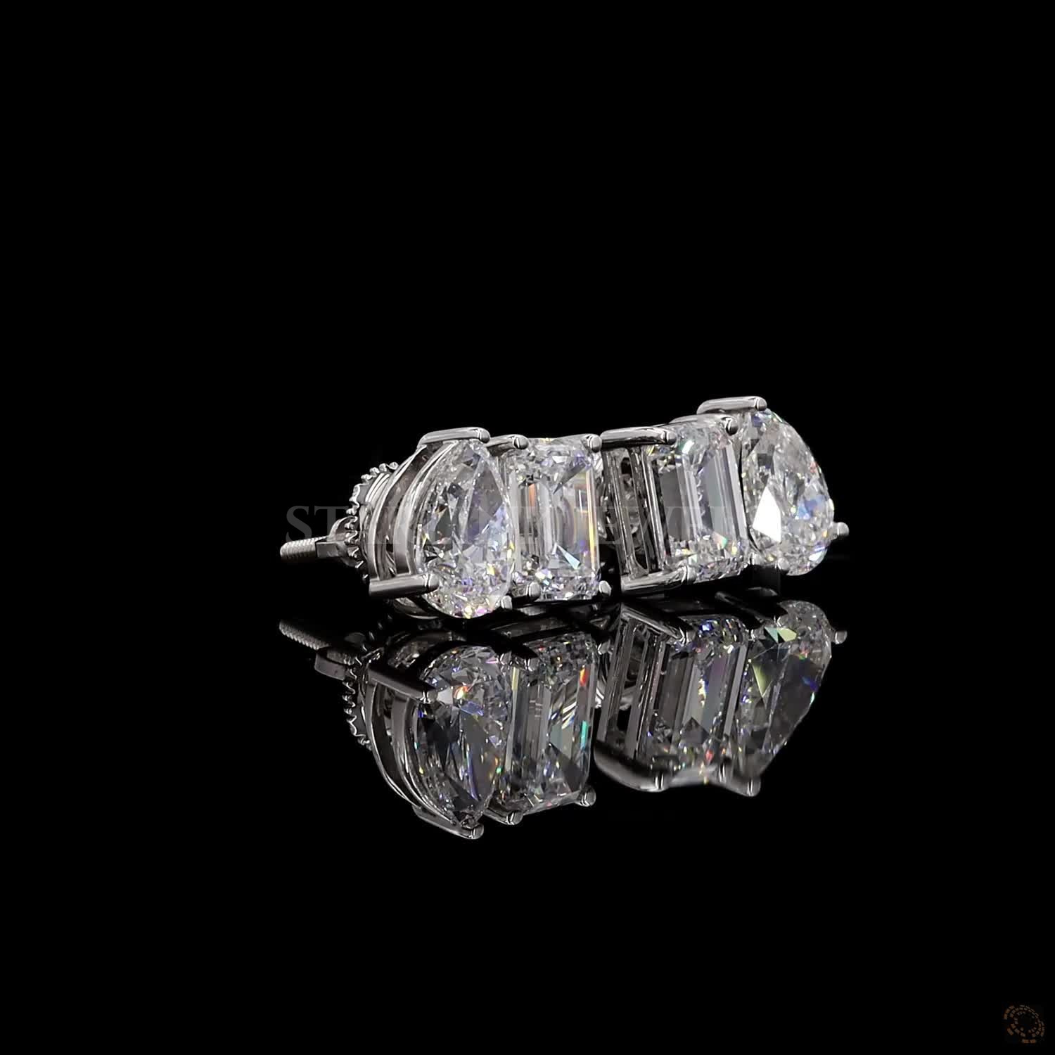 Two-Stone Emerald & Pear Cut Diamond Earrings – view 4