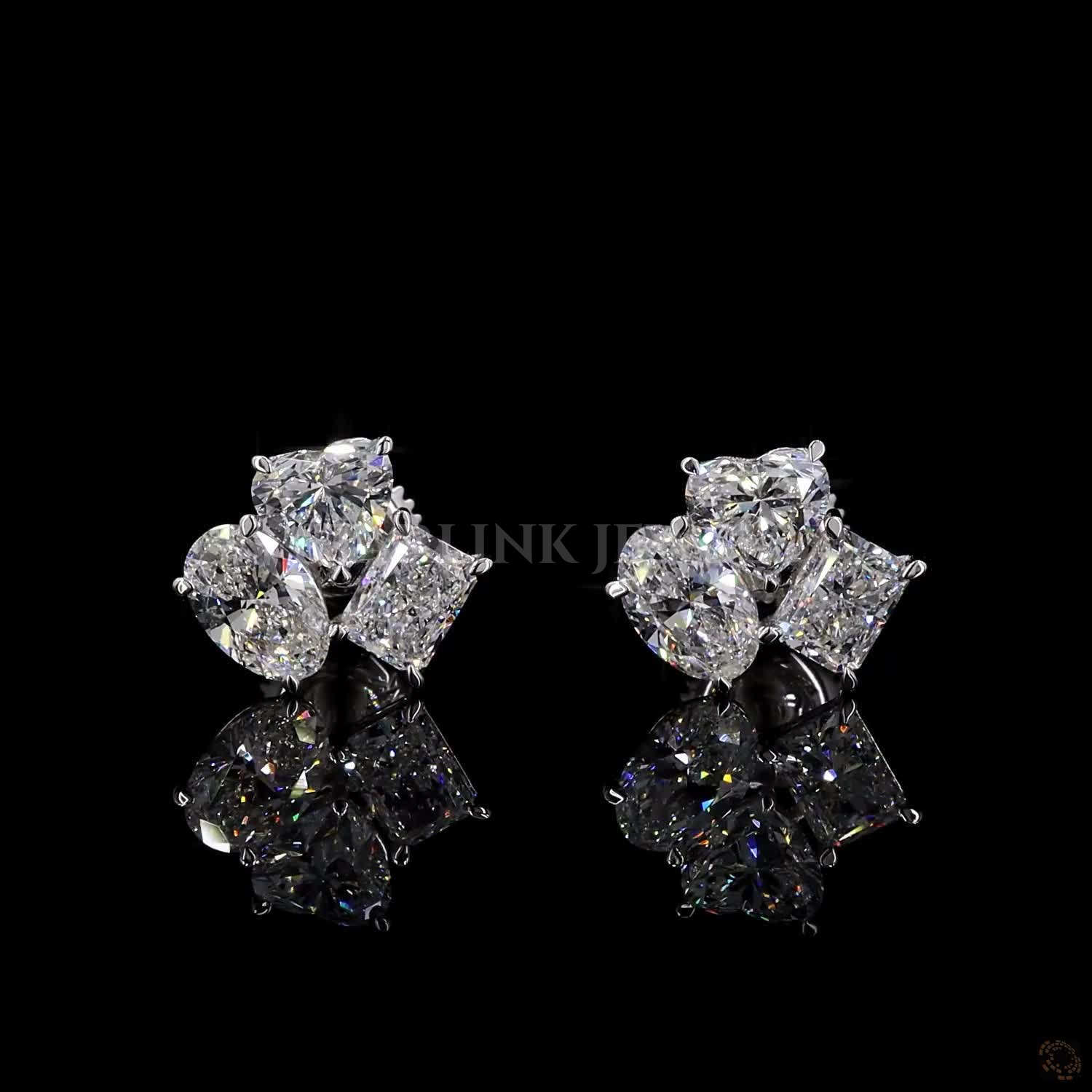 Trinity Three-Stone Diamond Stud Earrings – view 3