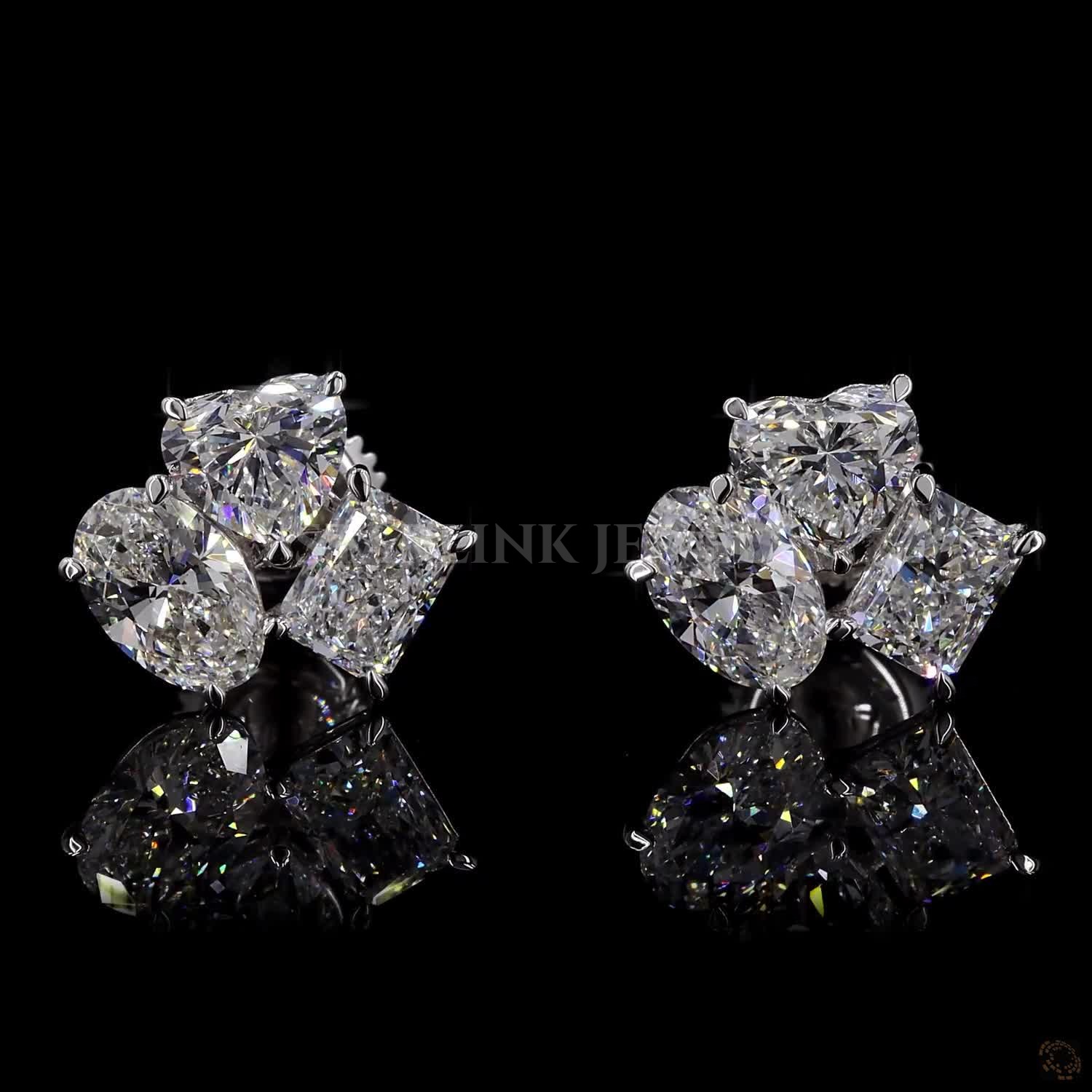 Trinity Three-Stone Diamond Stud Earrings – view 4