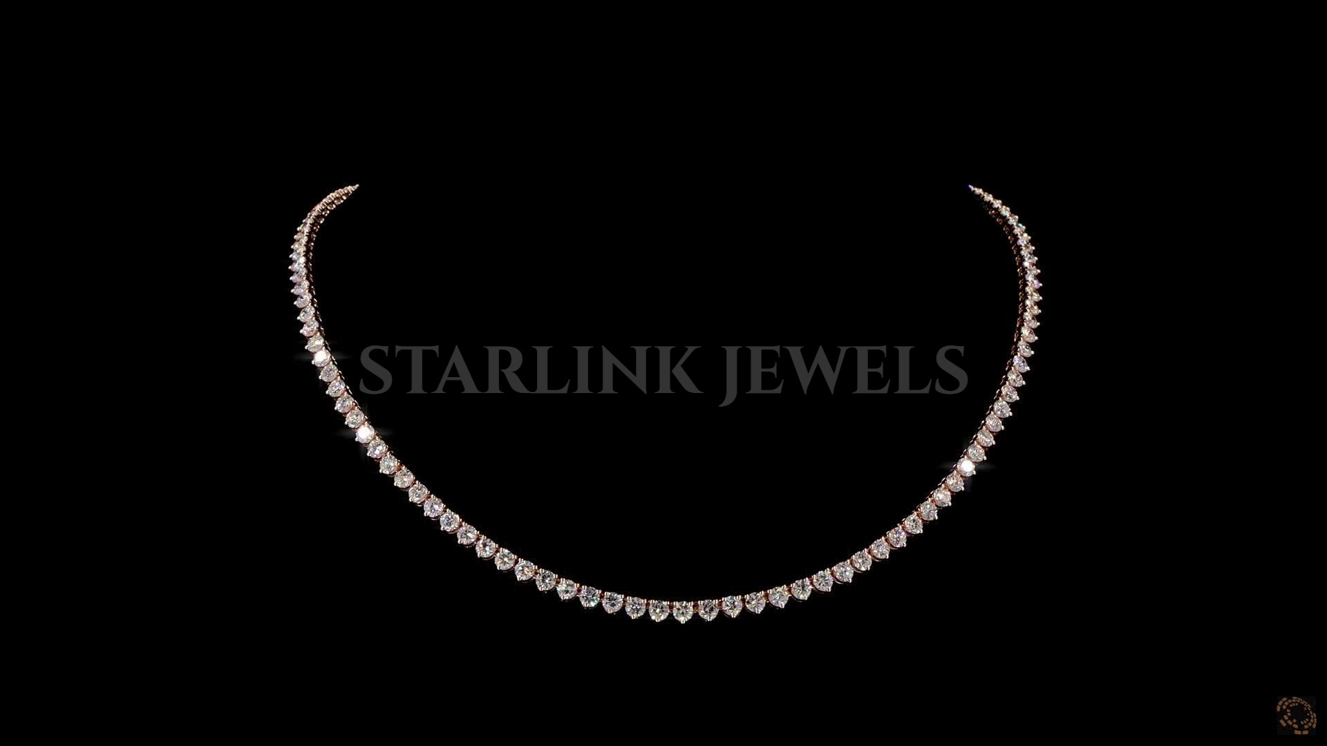 Diamond Tennis Necklace 3-Prong  in Rose Gold – 15.00 CTW