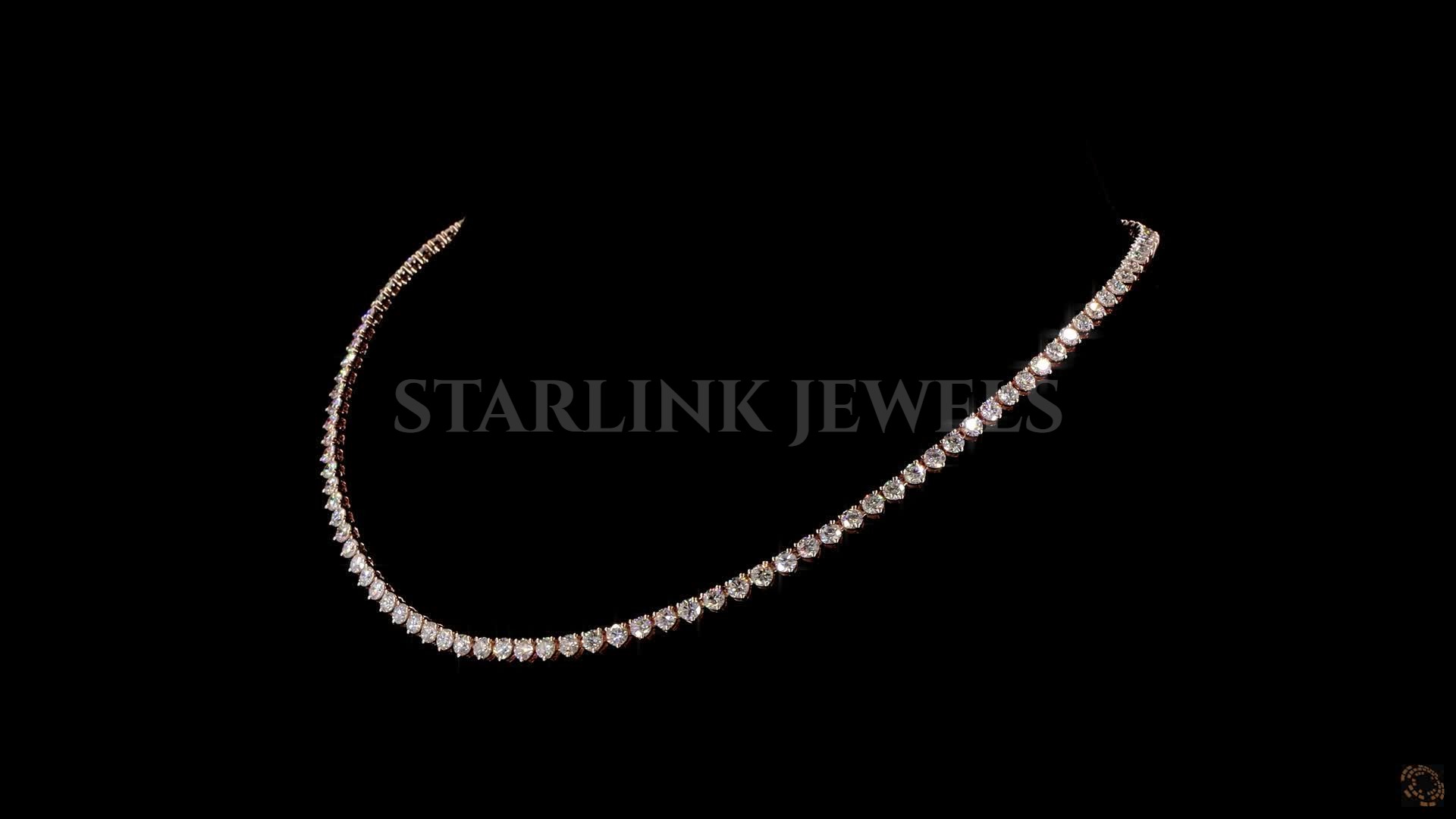 Diamond Tennis Necklace 3-Prong  in Rose Gold – 15.00 CTW – view 3