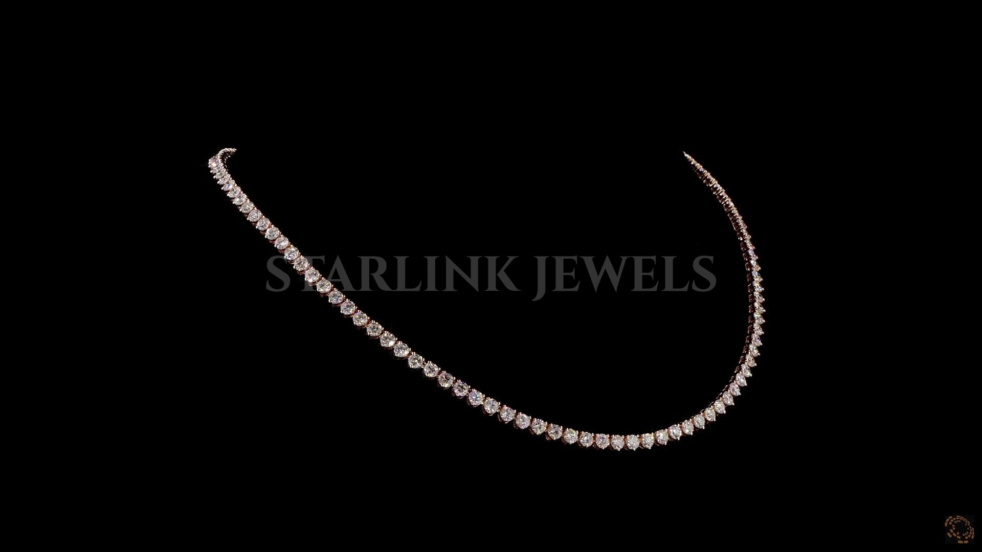 Diamond Tennis Necklace 3-Prong  in Rose Gold – 15.00 CTW – view 2