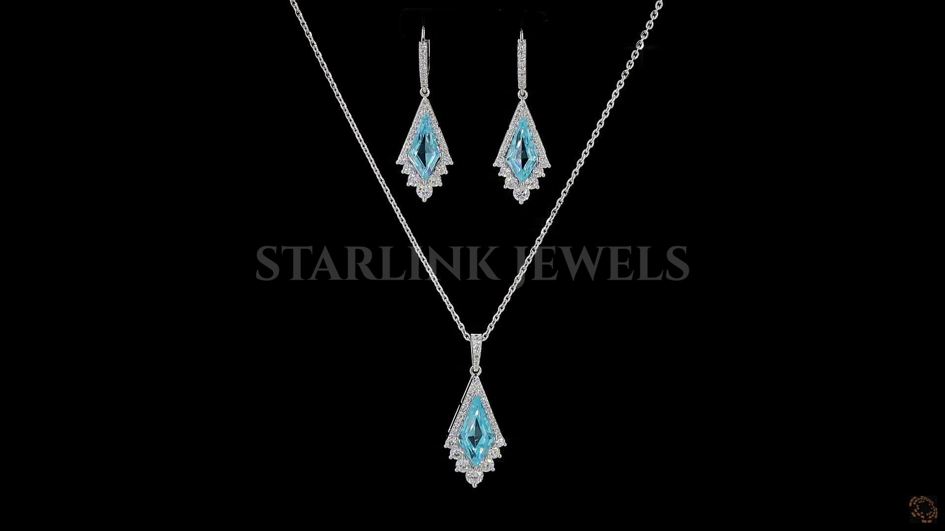 Teardrop Gemstone & Diamond Necklace and Earrings Set