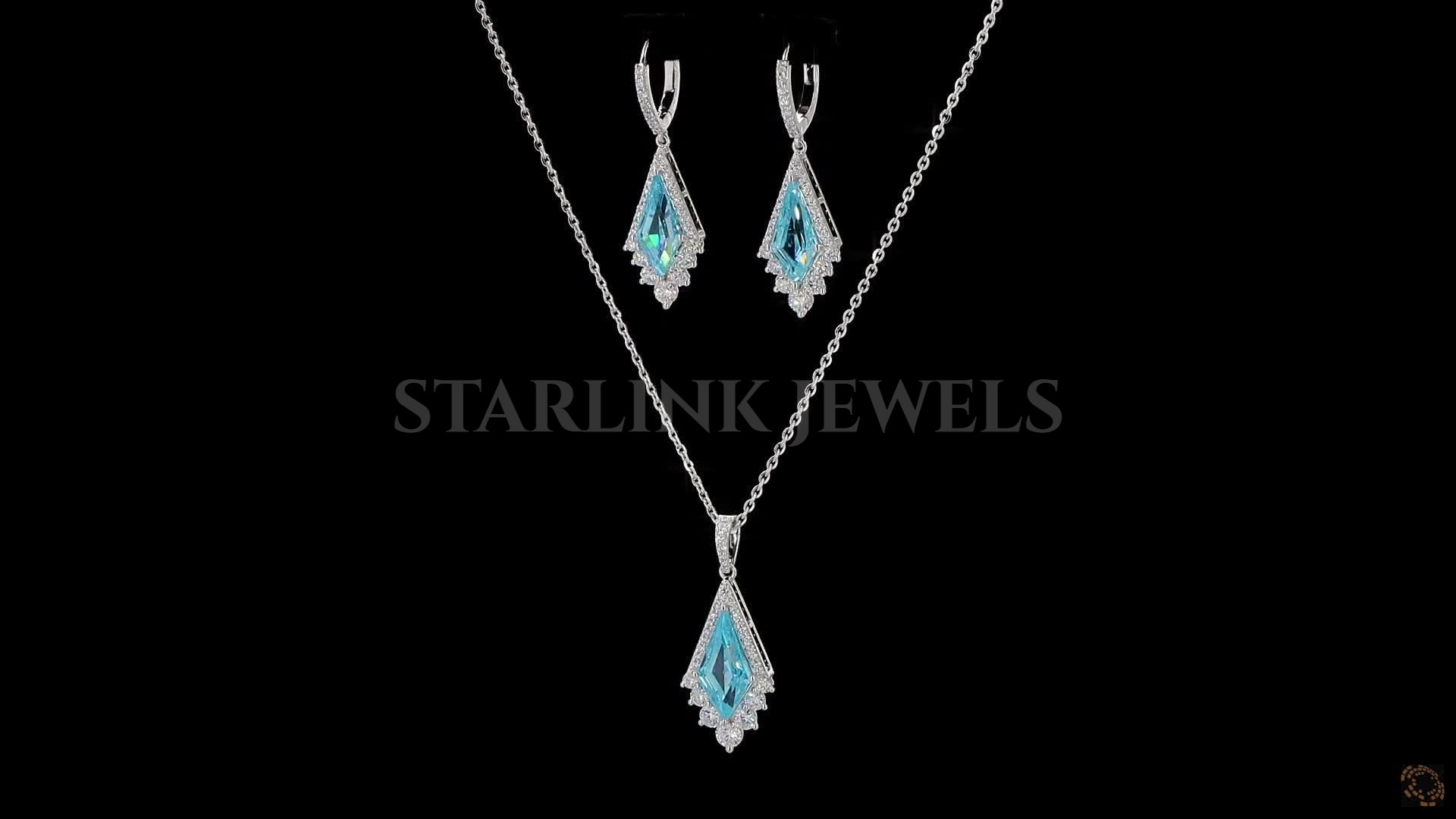 Teardrop Gemstone & Diamond Necklace and Earrings Set – view 2