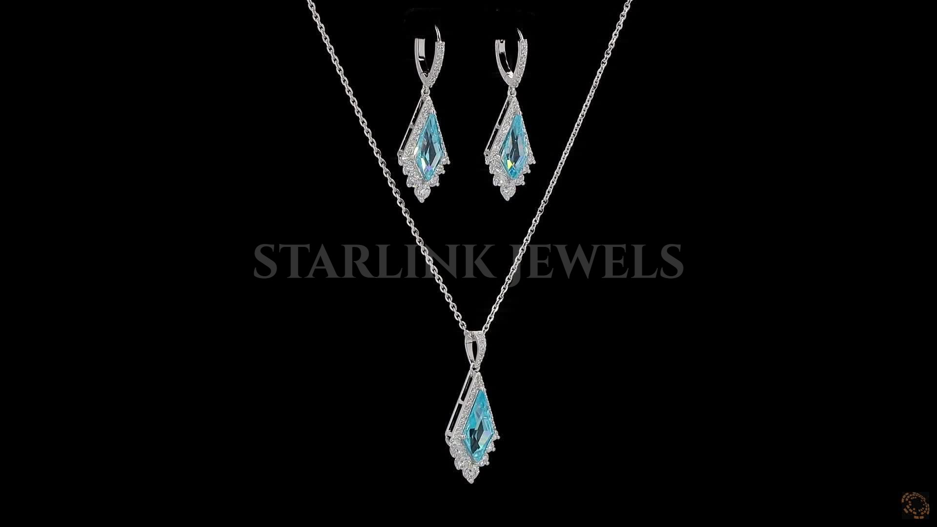Teardrop Gemstone & Diamond Necklace and Earrings Set – view 3