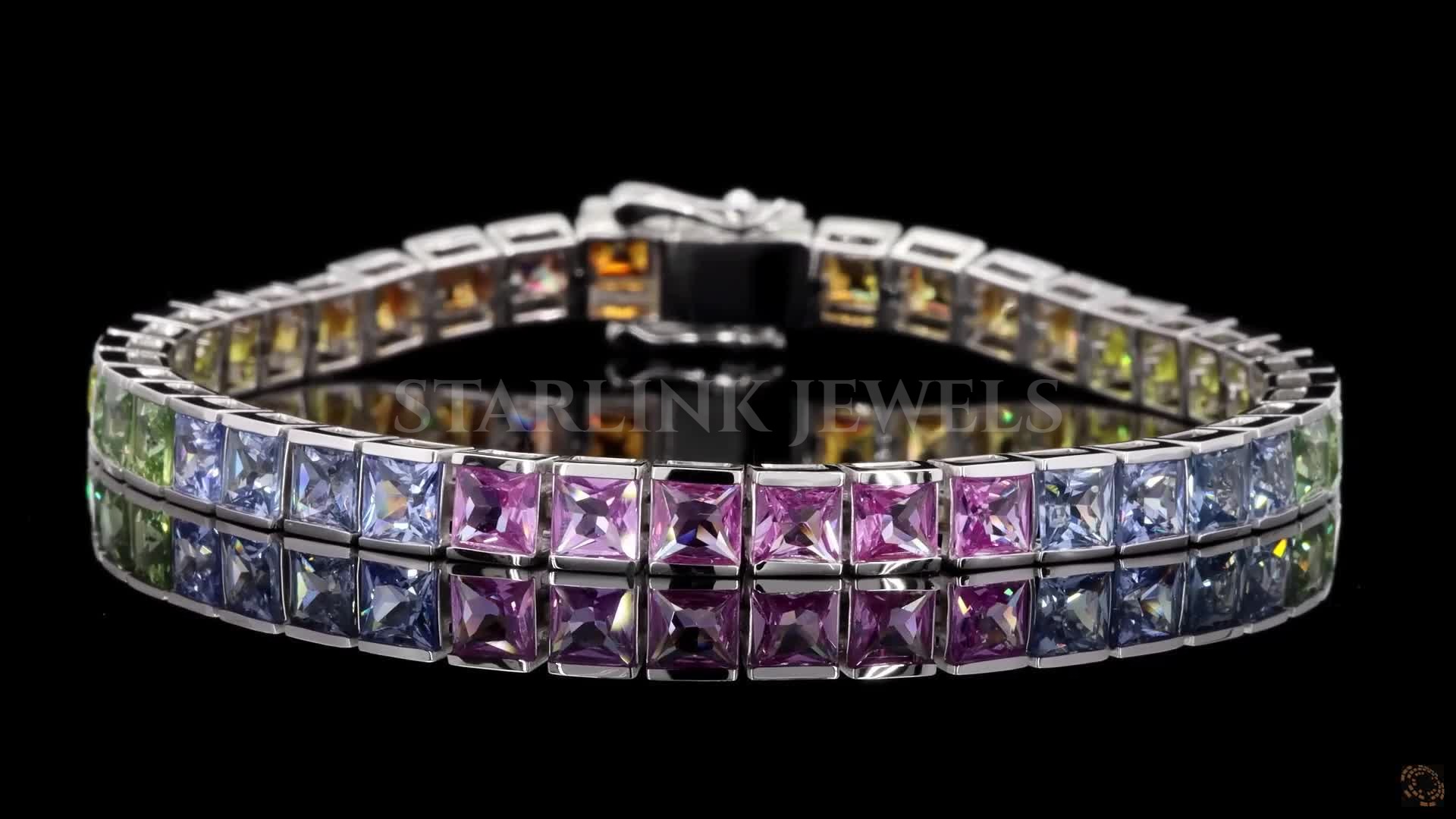 Royal Spectrum Rainbow Princess-Cut Sapphire Tennis Bracelet – view 2