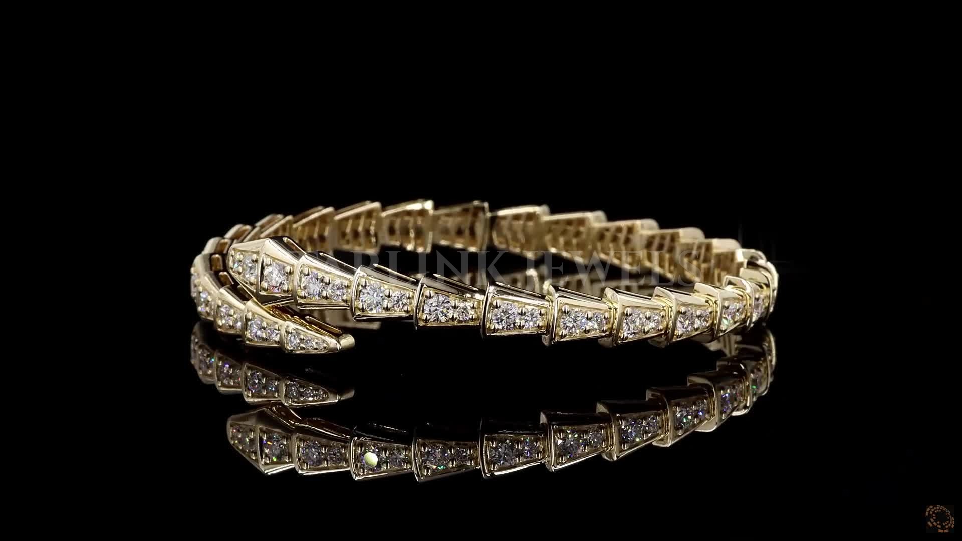 Serpenti-Style Diamond Bracelet in Yellow Gold – view 4
