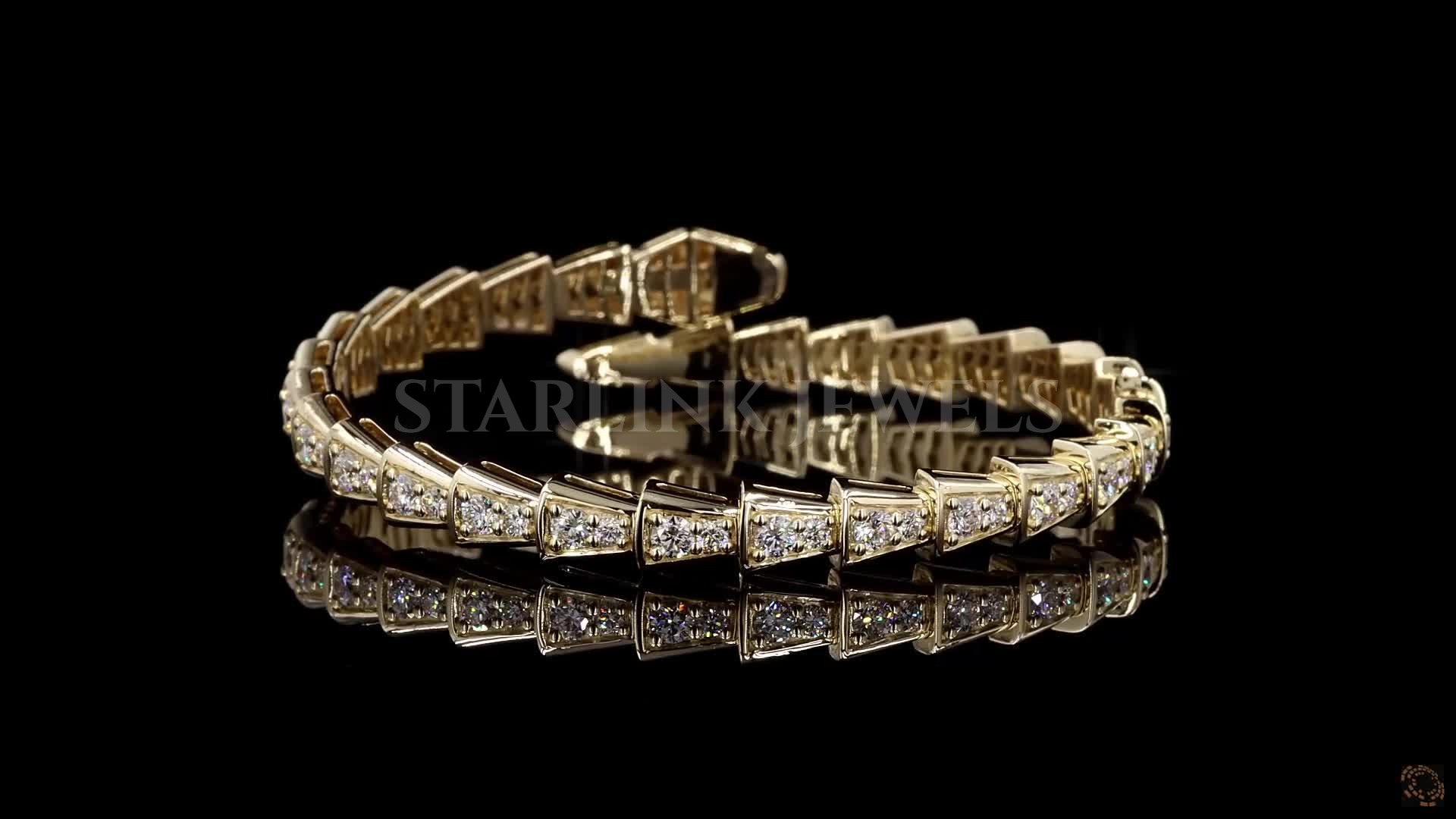 Serpenti-Style Diamond Bracelet in Yellow Gold – view 3