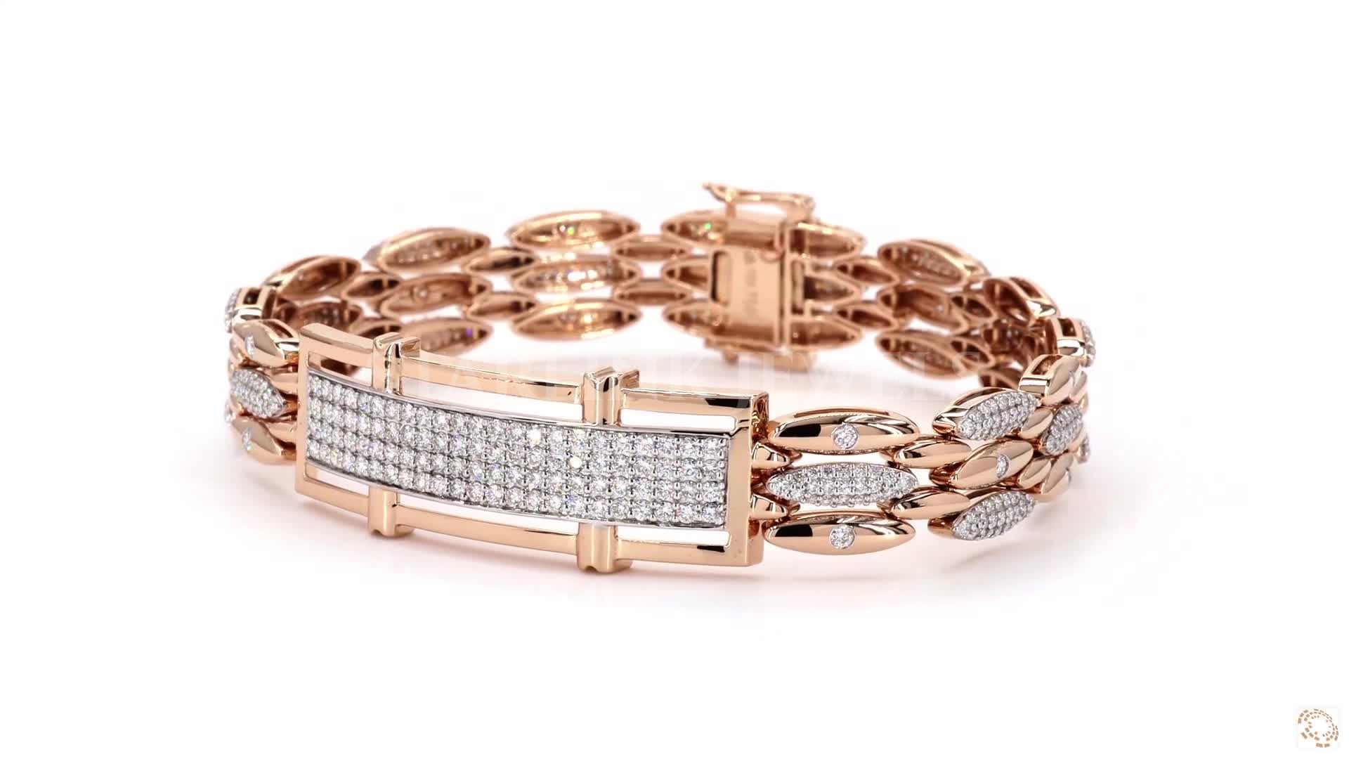 Imperial Link Men’s Diamond Bracelet in Rose Gold – view 4