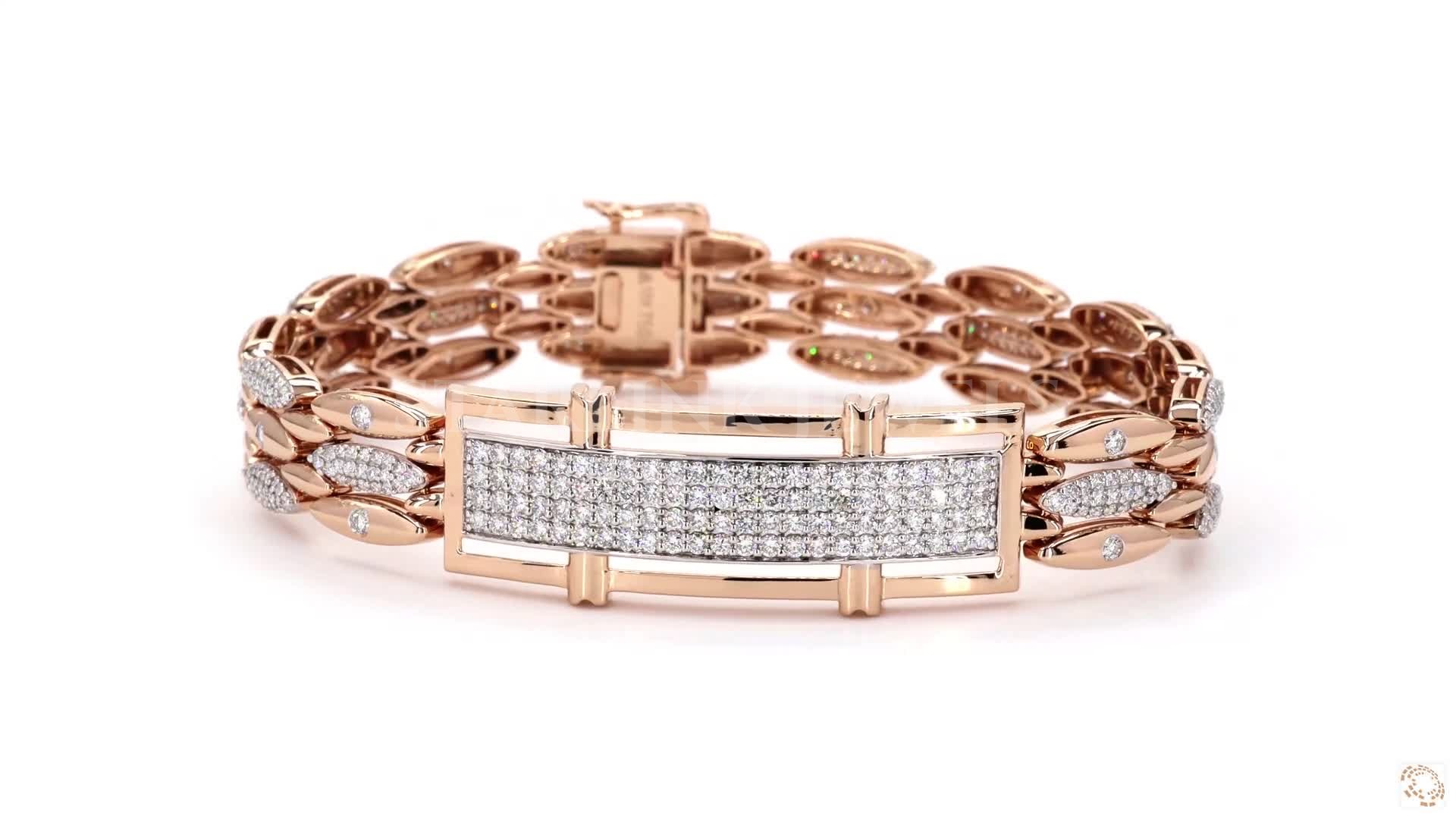 Imperial Link Men’s Diamond Bracelet in Rose Gold – view 3
