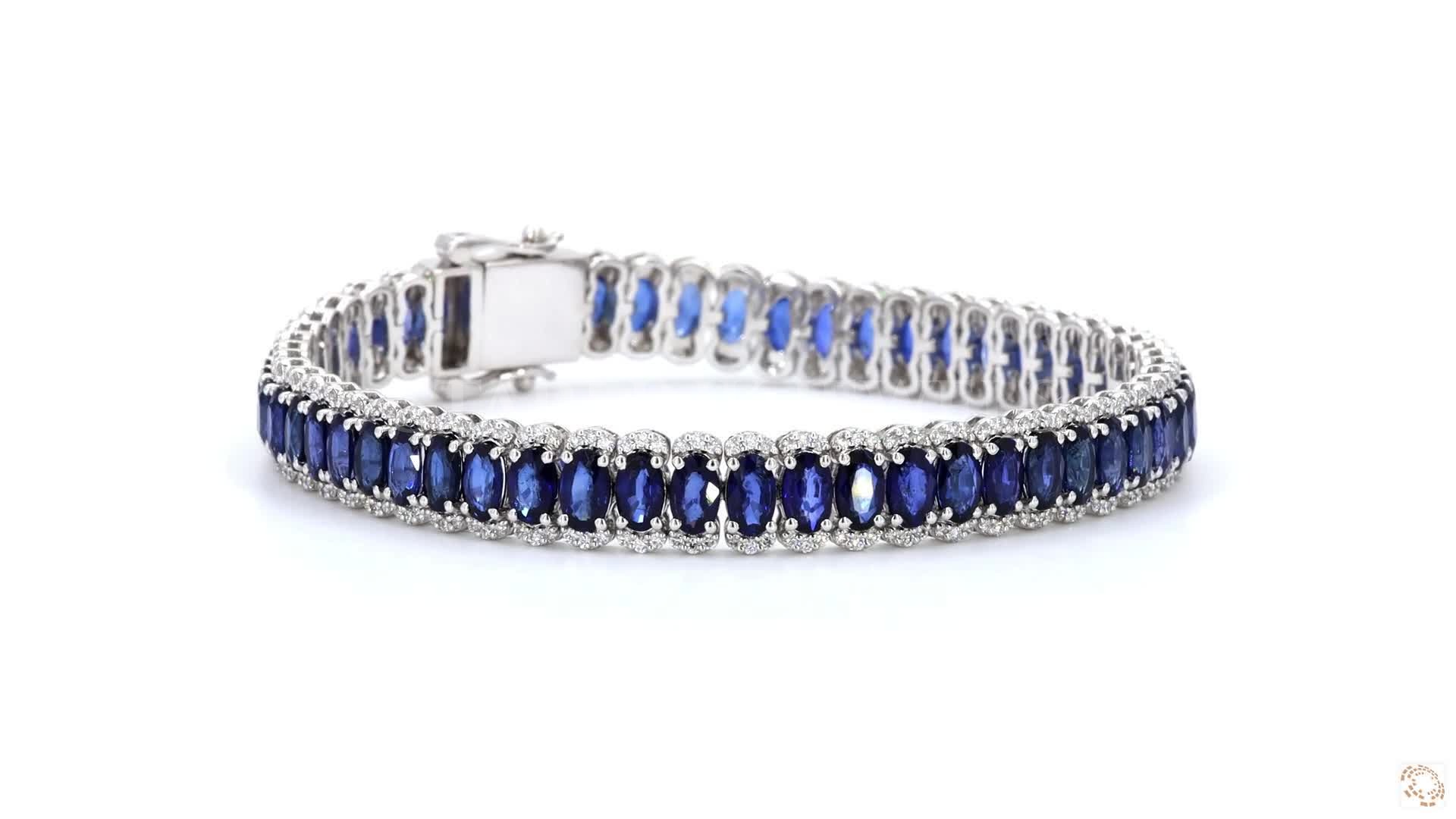 Royal Blue Oval Sapphire & Diamond Bracelet – view 4