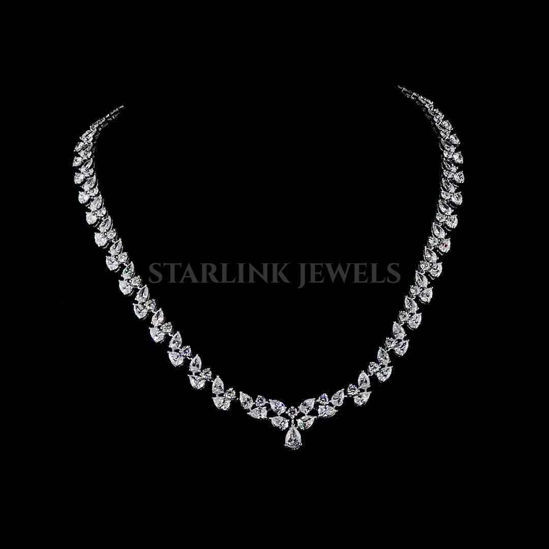 Celestial Cascade Pear & Round Diamond Necklace – view 3