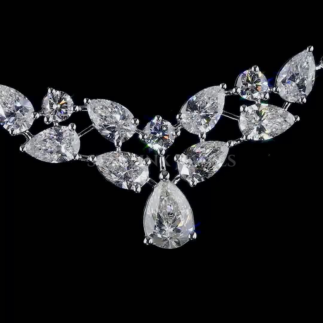 Celestial Cascade Pear & Round Diamond Necklace – view 4