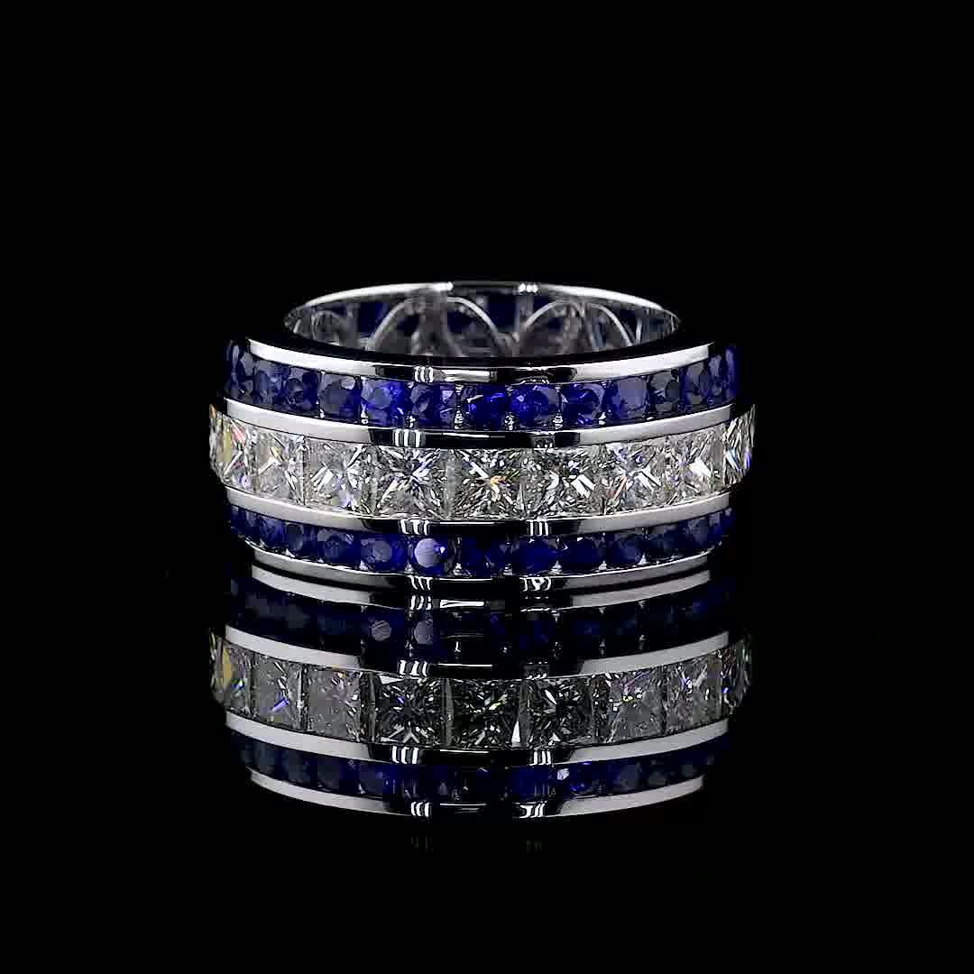 Royal Horizon Blue Sapphire & Princess Diamond Band – view 3