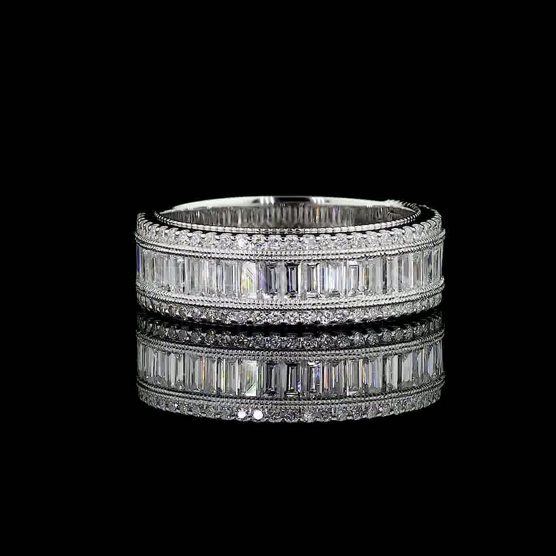 Men’s Custom Baguette & Round Diamond Eternity Band – view 3