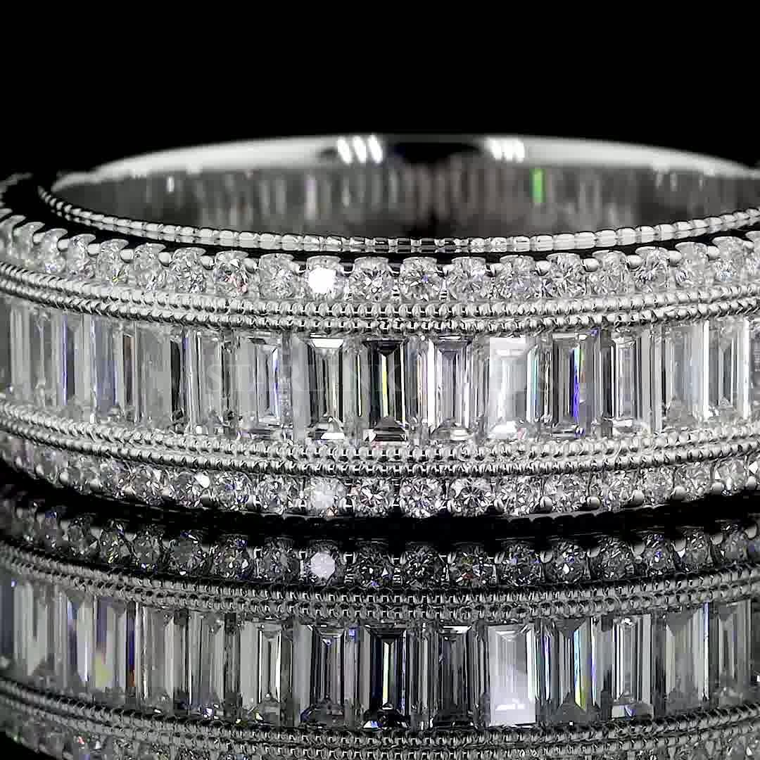 Men’s Custom Baguette & Round Diamond Eternity Band – view 4