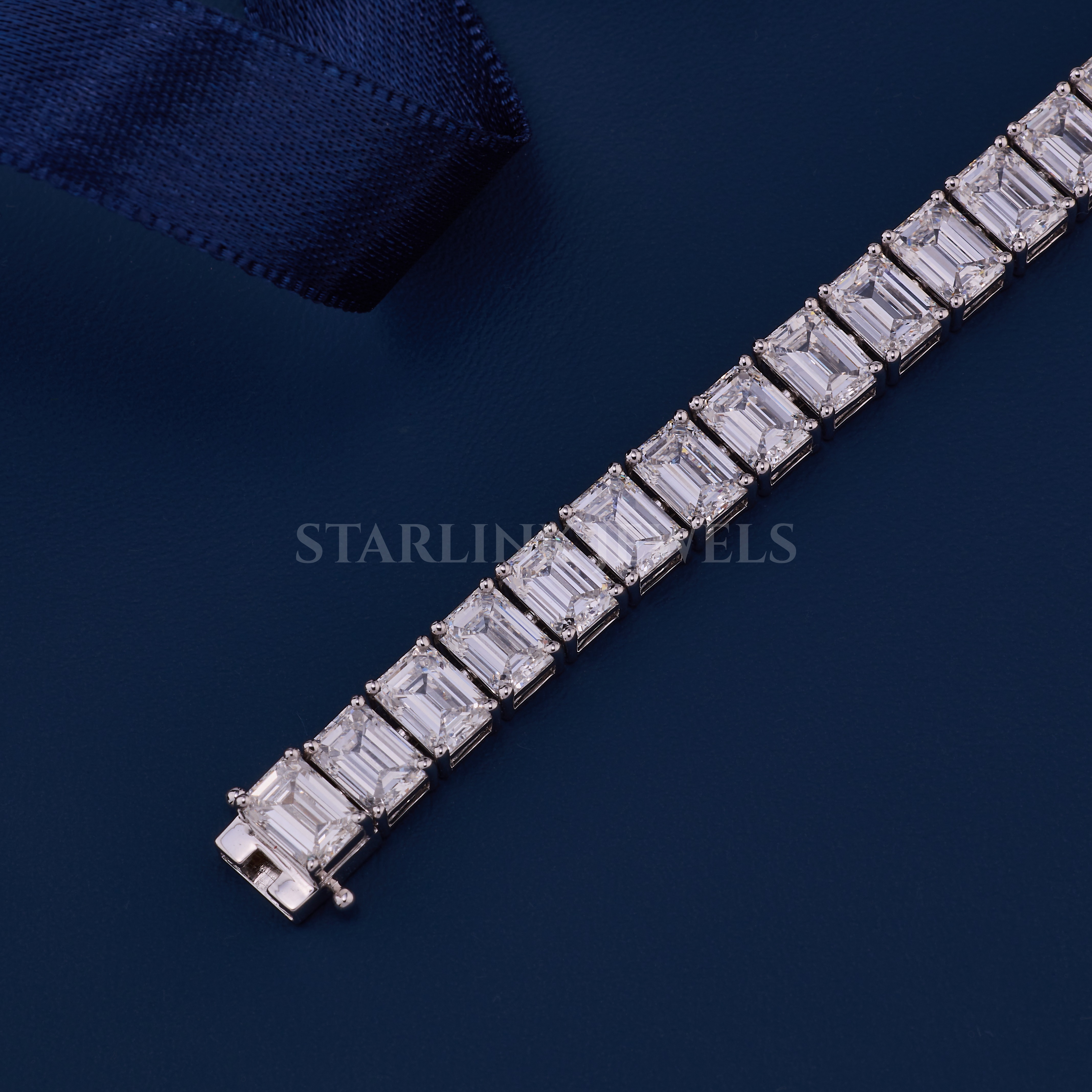 Emerald Cut Diamond Tennis Bracelet – view 2